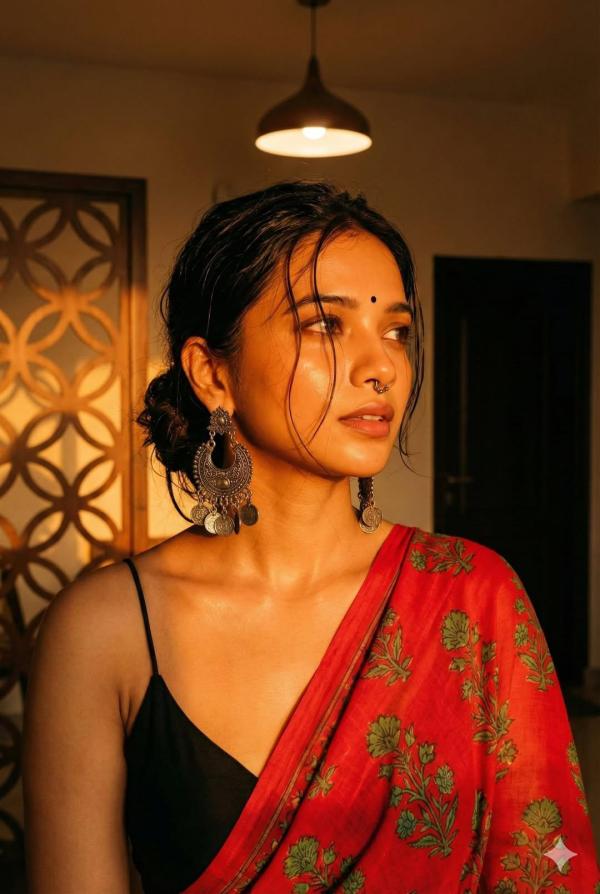 Hyper-realistic cinematic portrait of a young South Asian...