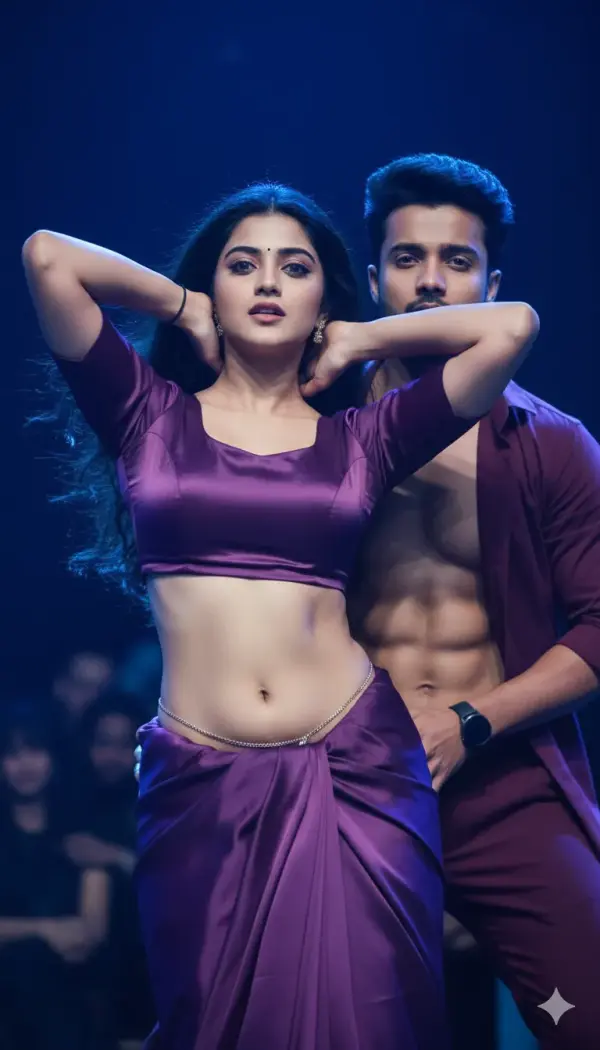 Aesthetic, young South Indian young Couple performing seductive...