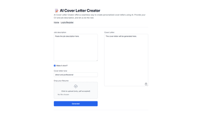 AICoverLetterCreator Screenshot