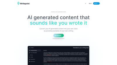 Writeprint.ai Screenshot