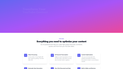 YouTube Transcript Optimizer Screenshot
